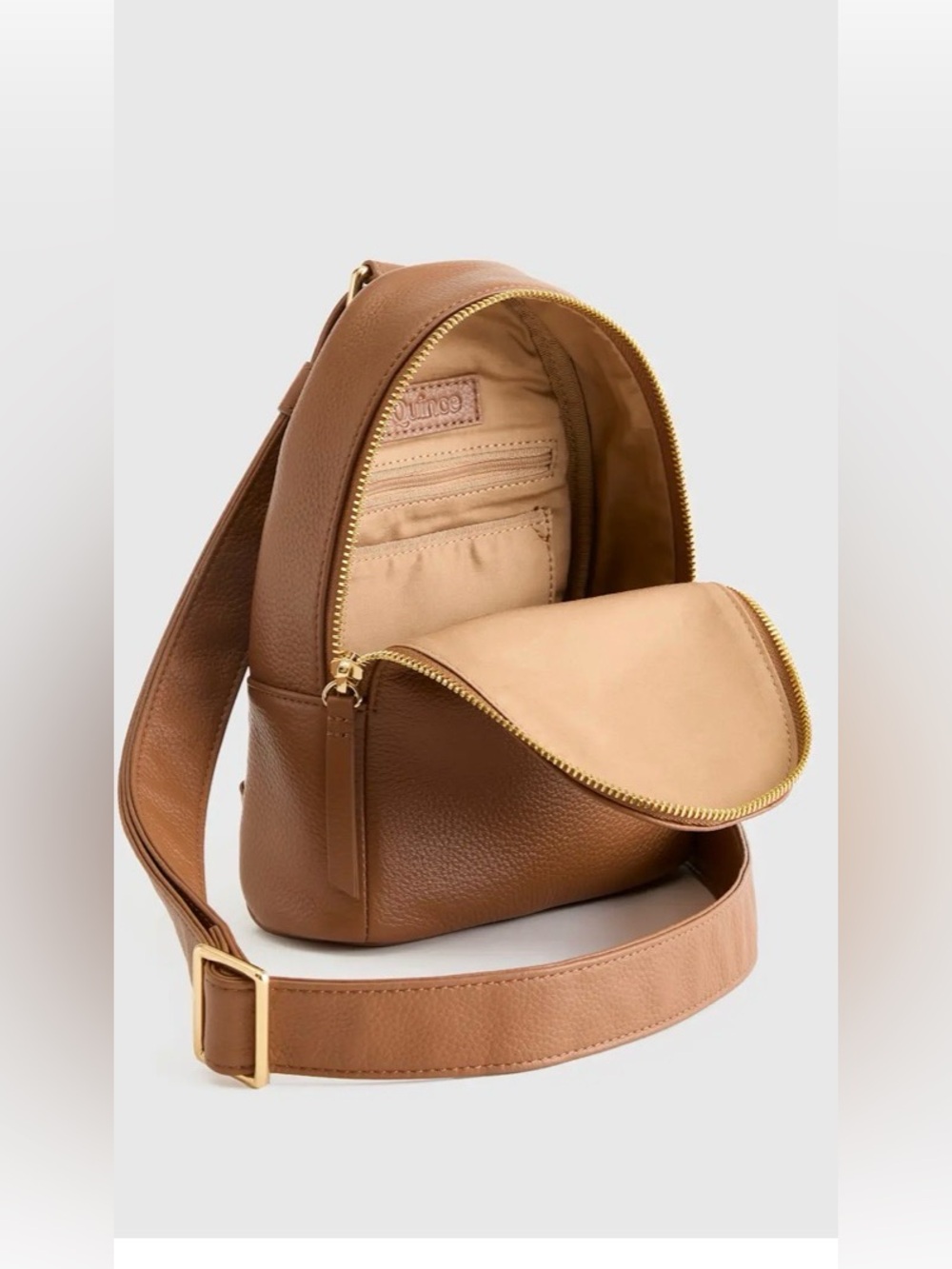Quince Tan Italian Leather Sling Bag Crossbody Backpack - Picture 3 of 6